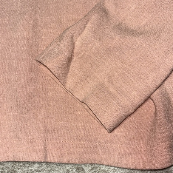 XL rayon linen moto jacket peachy color push up sleeves zip front - Picture 5 of 8